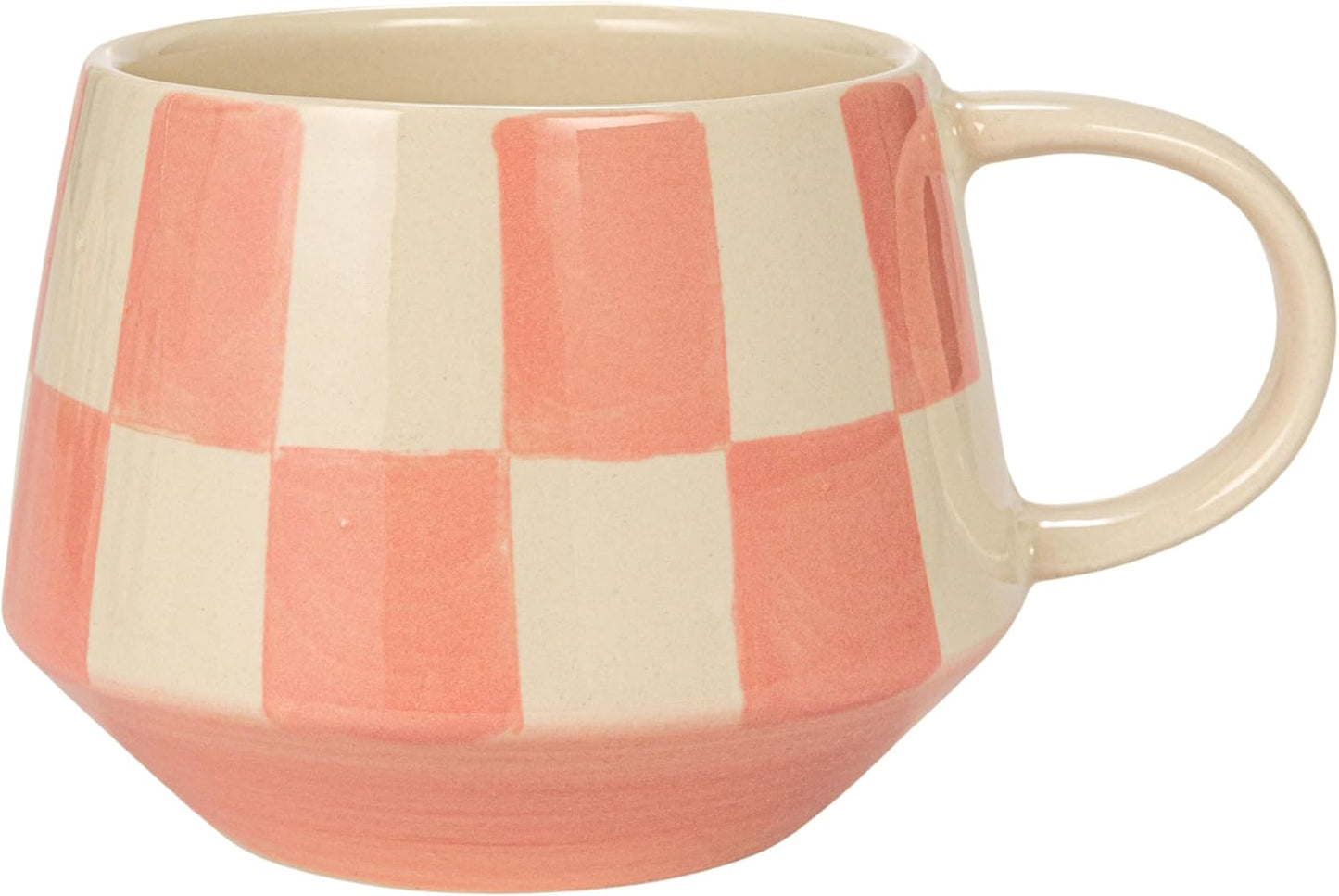 10 oz. Stoneware Mug w/ Check Pattern, 4 Colors