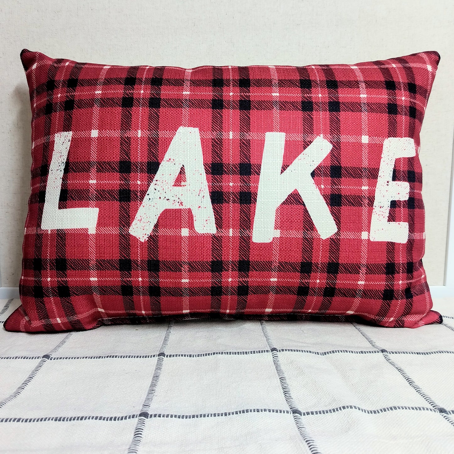Red Plaid Lake Pillow