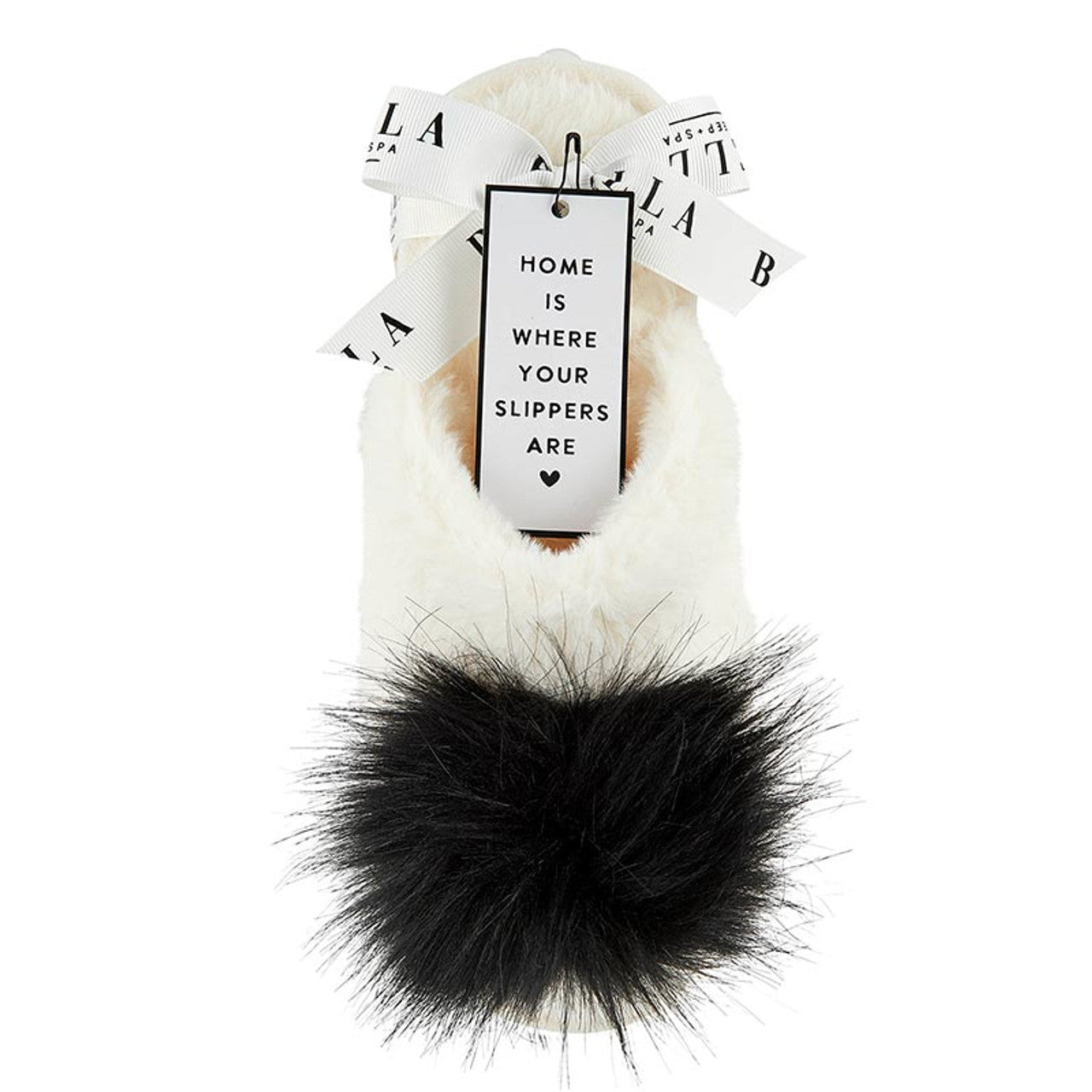 Plush Slippers - Ivory/Black