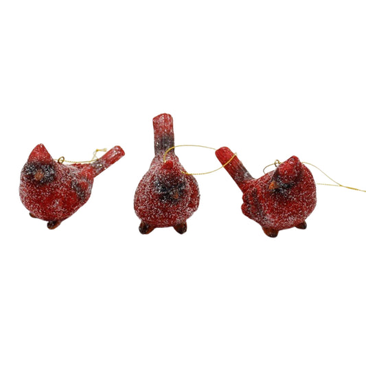 Resin Glittered Cardinal Ornament
