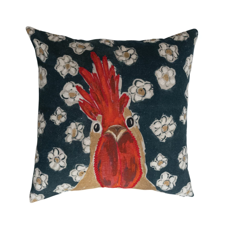 20" Cotton Blend Pillow w/ Chicken