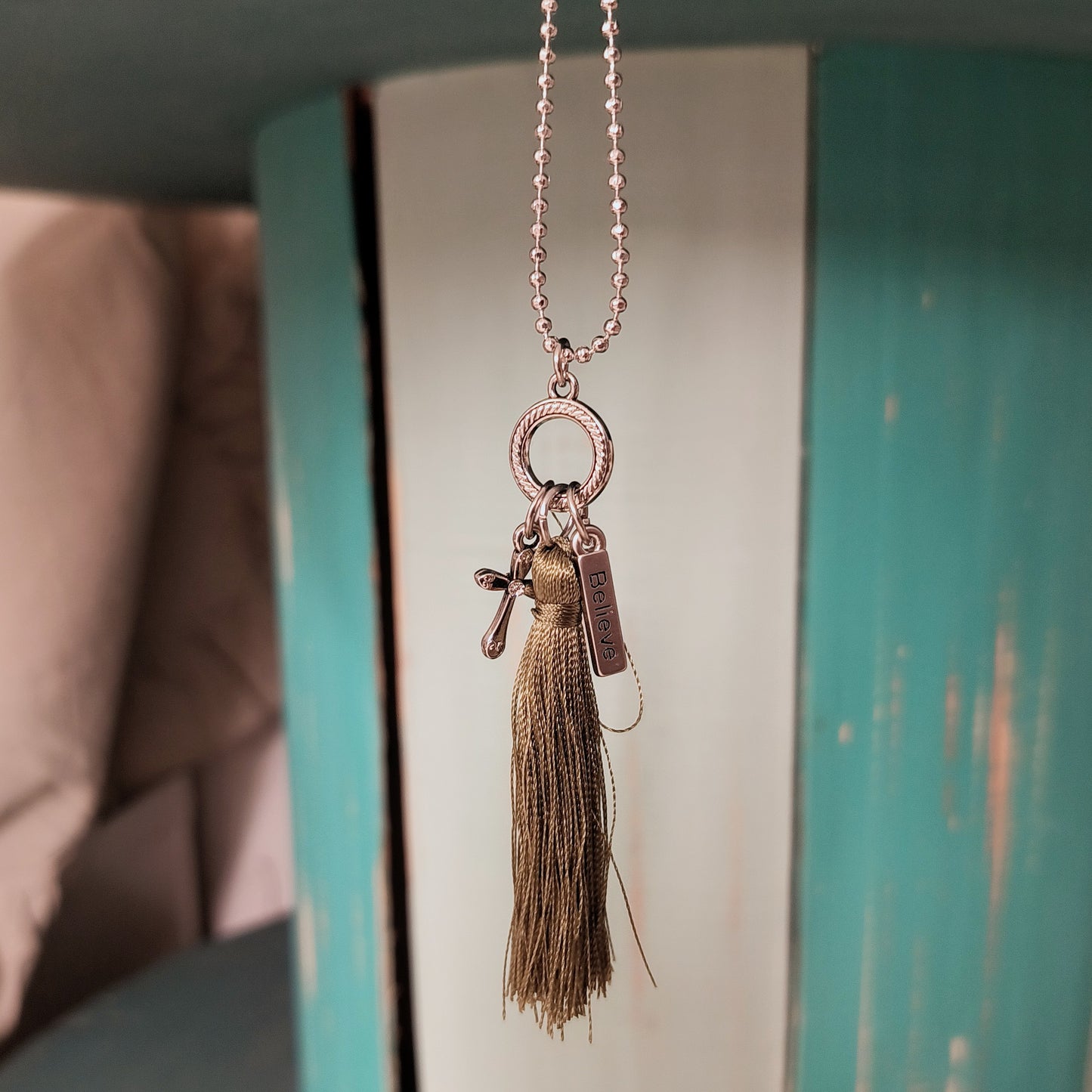 Tassel Necklace w/ Charm - 26"