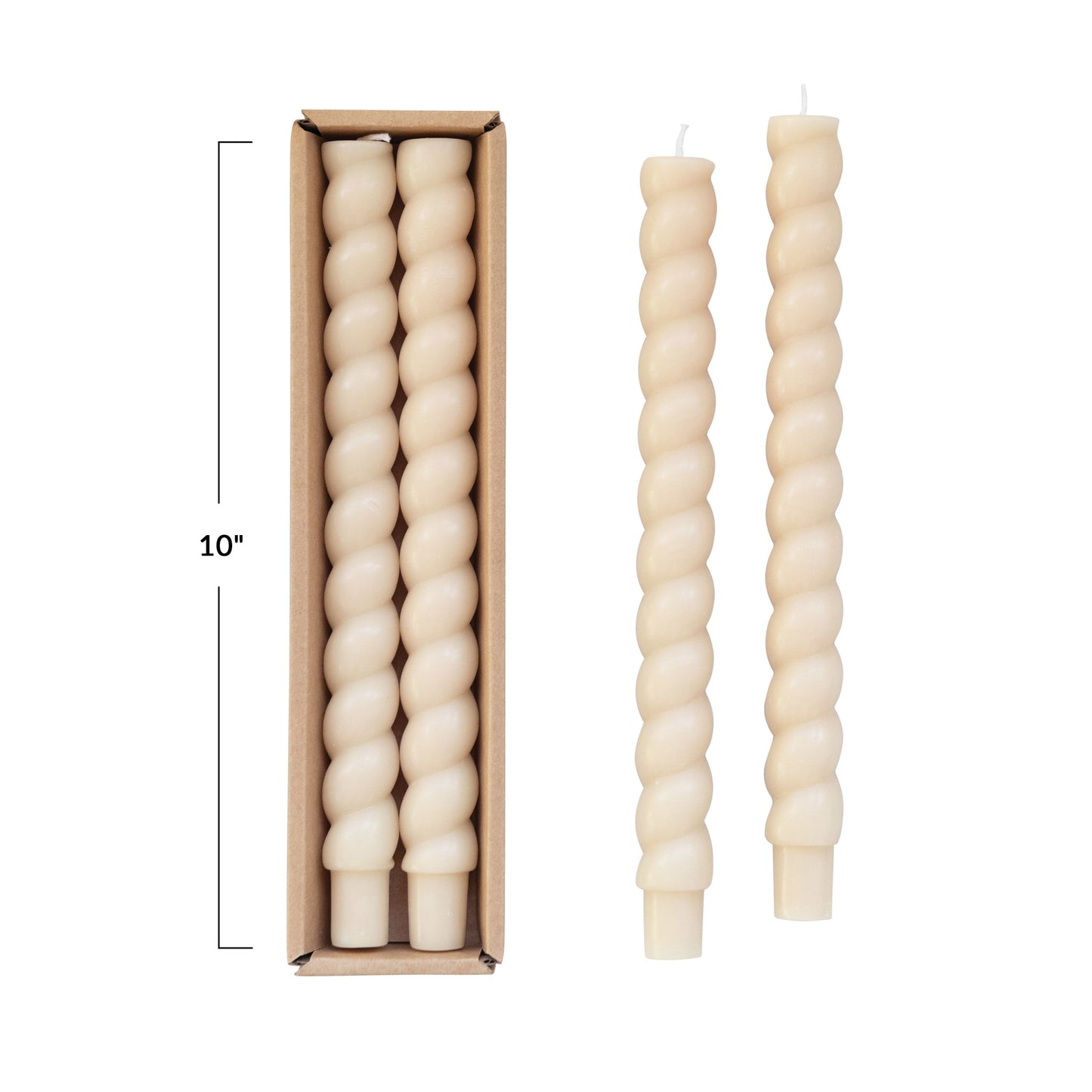 2pk Unscented Twisted Taper Candle