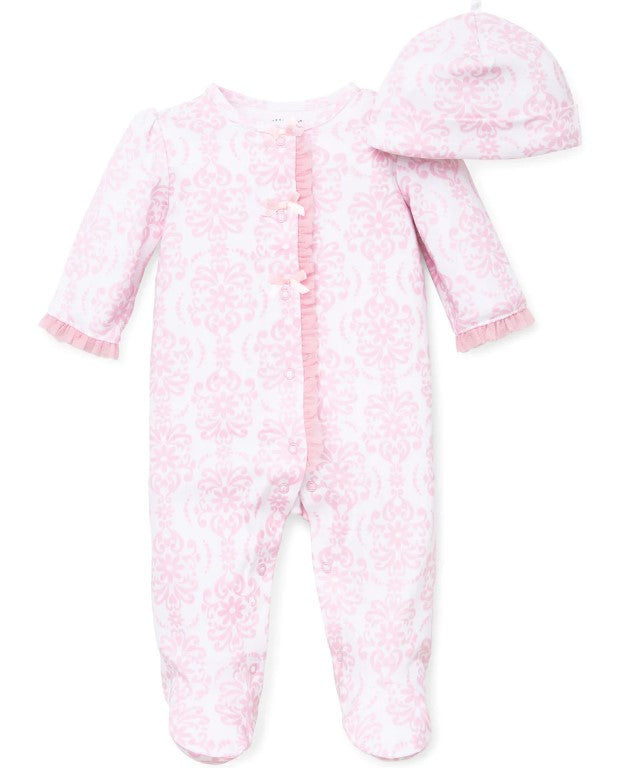 Damask Floral Footie w/ Hat