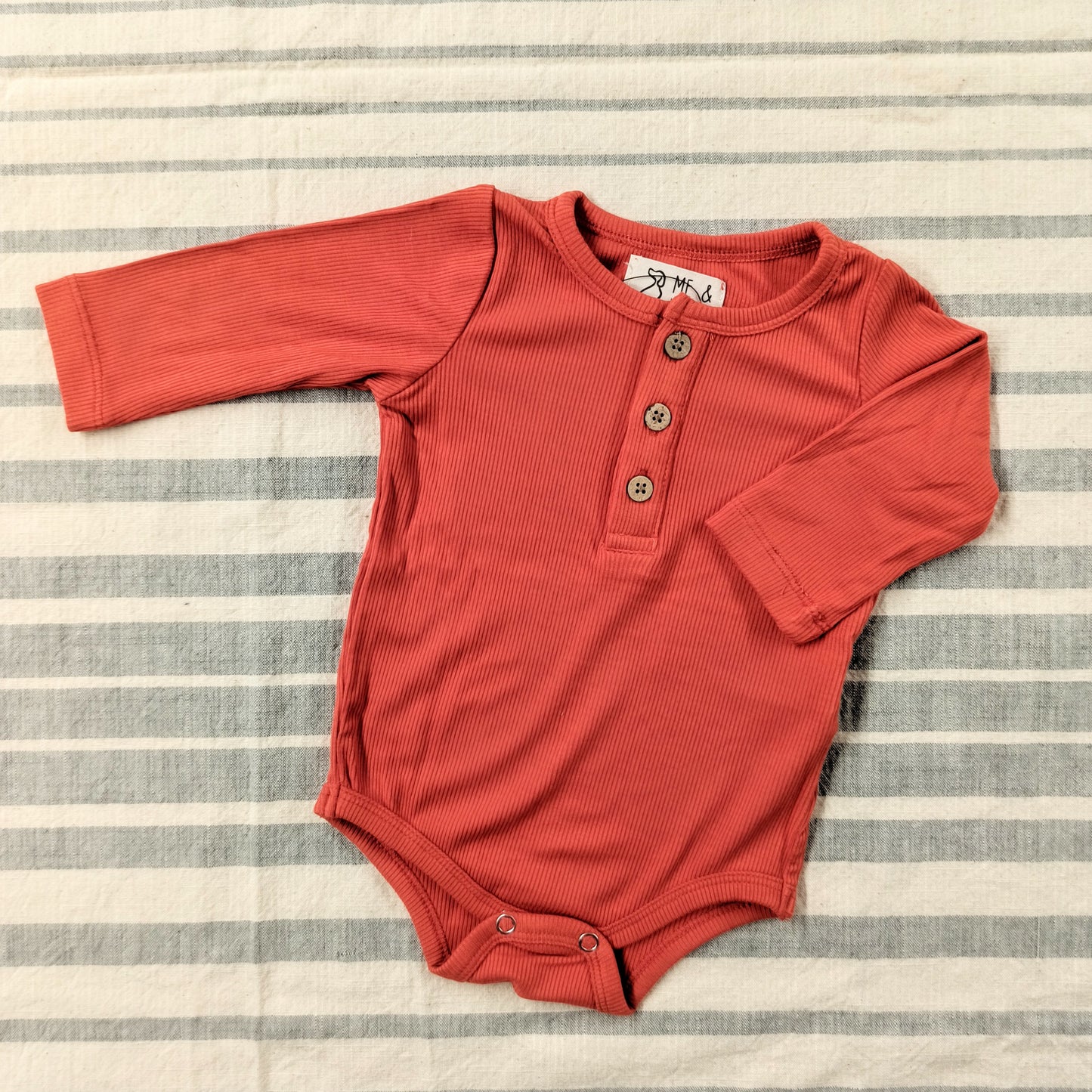 Ribbed Cotton Onesie - Pumpkin