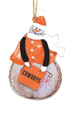 Metal OSU Snowman Ornament