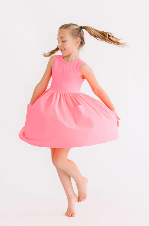 Neon Pink Tank Twirl Dress