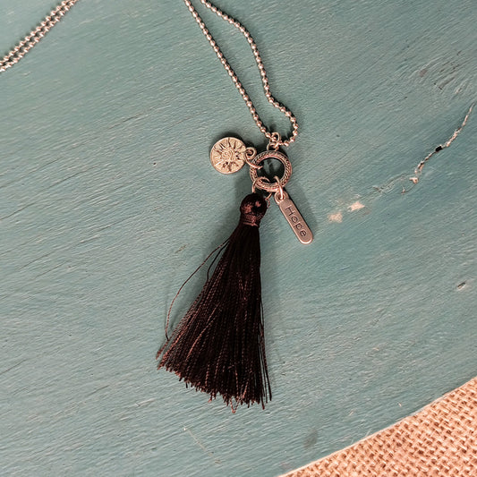 Tassel Necklace w/ Charm - 26"