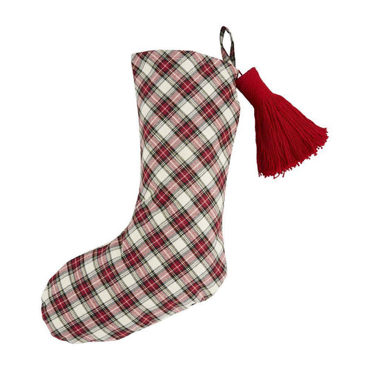 White Tartan Christmas Stocking