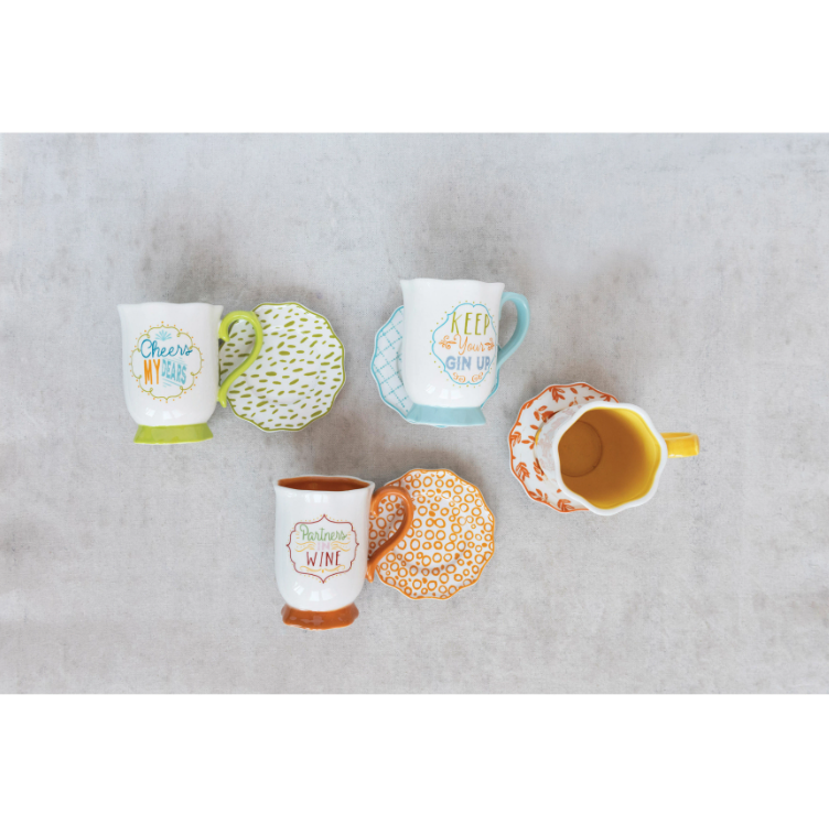 Stoneware Mug and Saucer