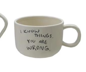 Stoneware Mug w/ Saying Black & White
