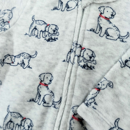 Puppy Print Velour Footie