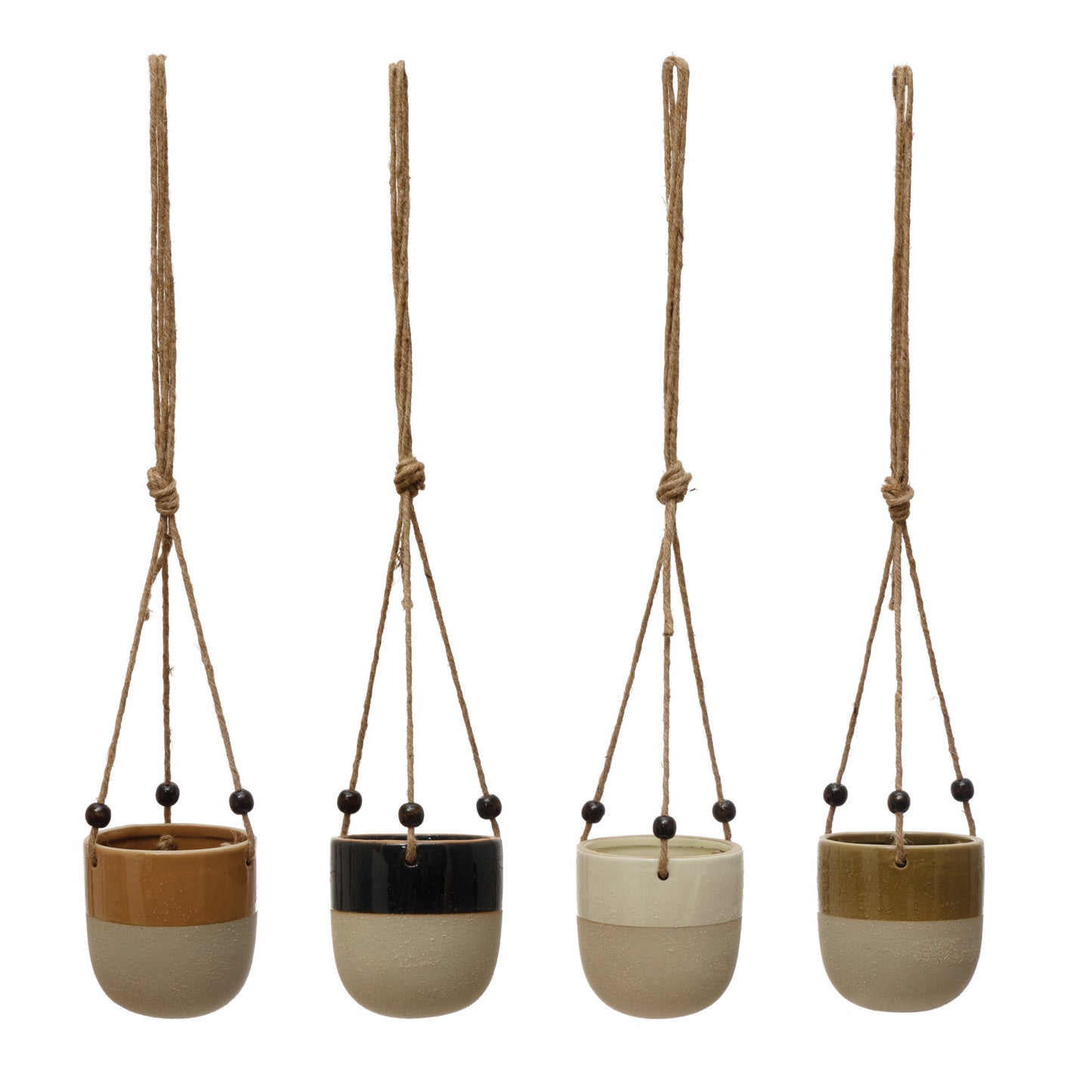Glaze/ Matte Hanging Planter w/ Beads, 4 styles