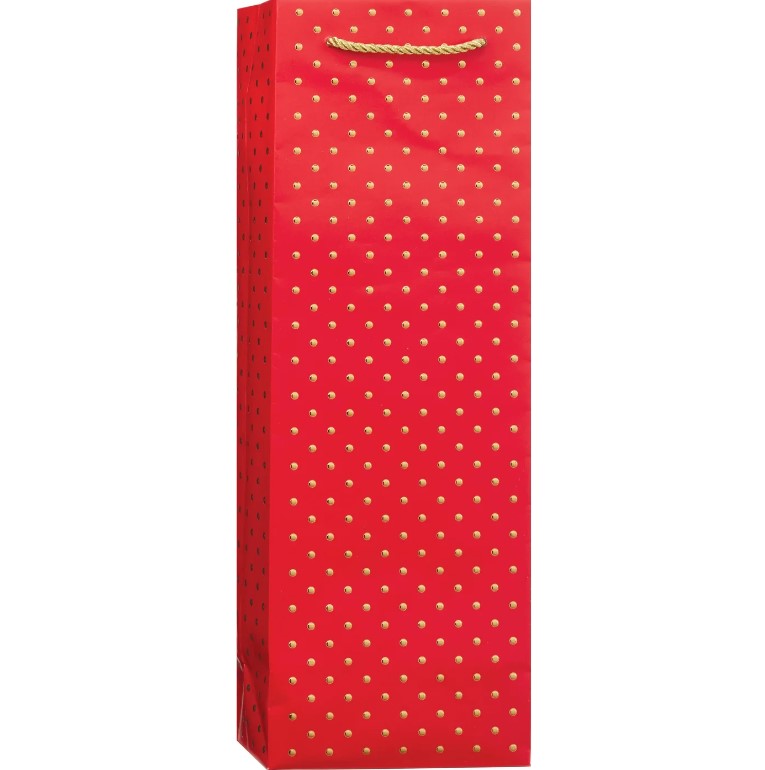 Bottle Bag - Red w/ Gold Dots