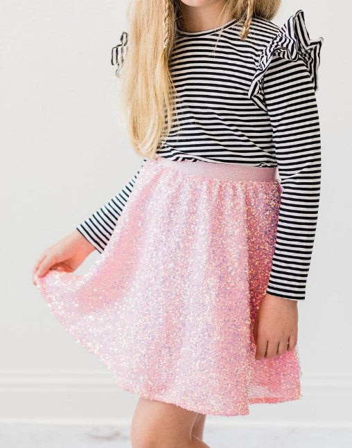 Bubblegum Pink Sequin Twirl Skirt