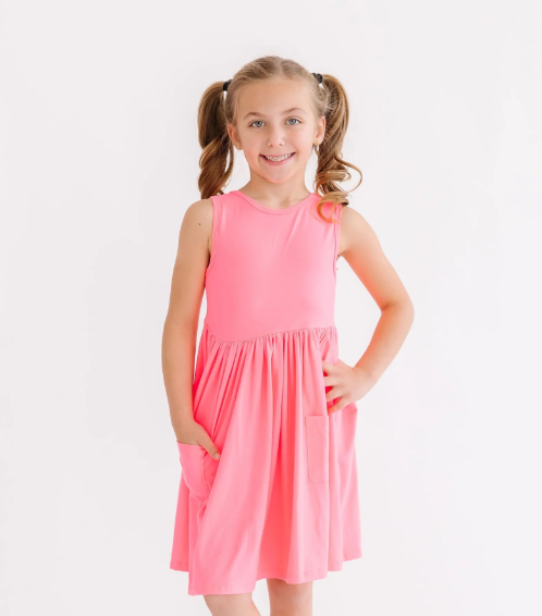 Neon Pink Tank Twirl Dress