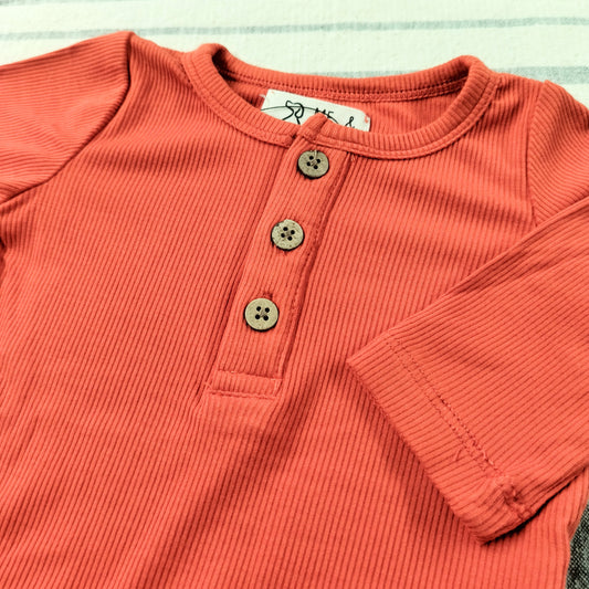 Ribbed Cotton Onesie - Pumpkin