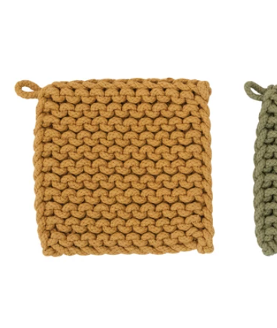 8" Square Crochet Cotton Pot Holder