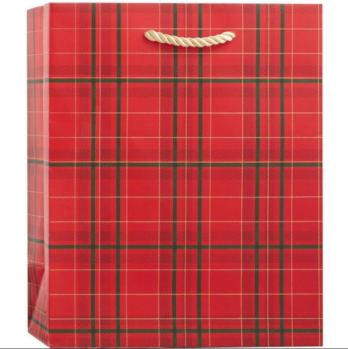 Gift Bag - Plaid Tidings Med