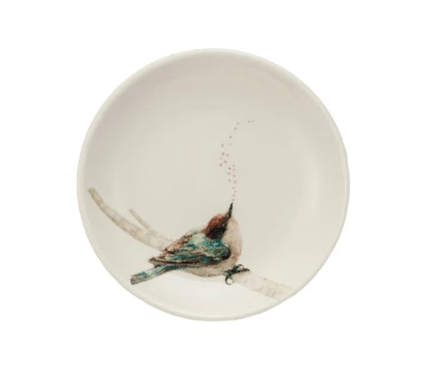 Stoneware Dish w/ Bird on Branch