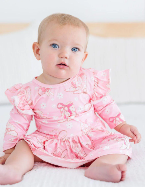 Howdy 3/4 Sleeve Flutter Twirl Bodysuit