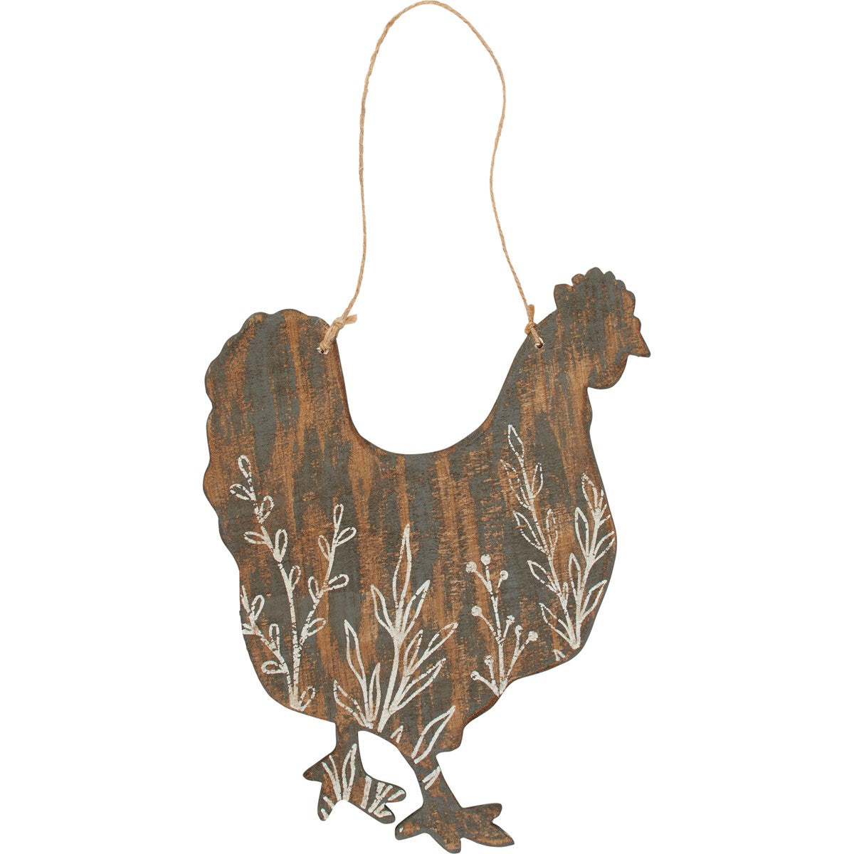 Wooden Floral Chicken Decor