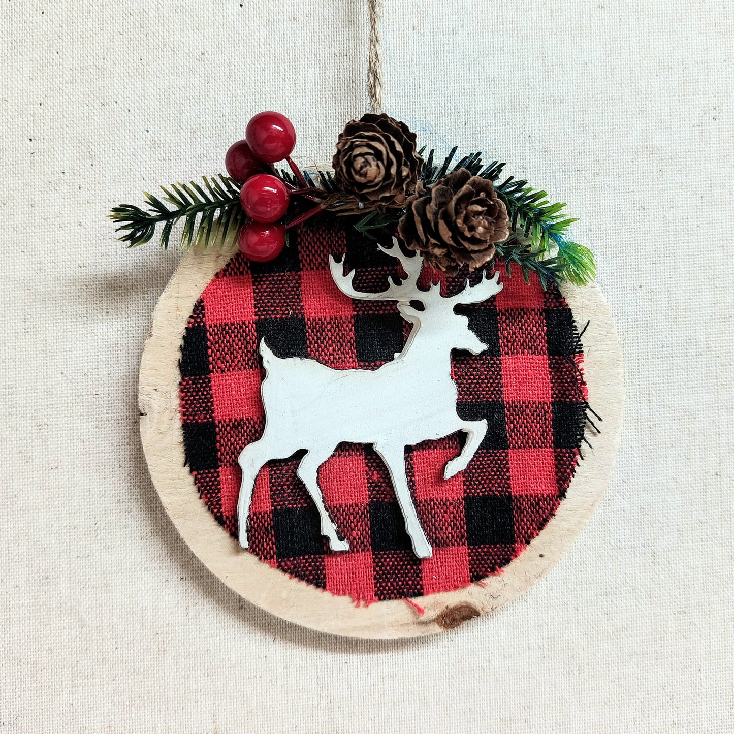 Plywood Plaid Deer Ornaments