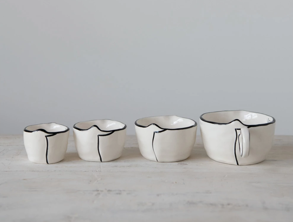 Stoneware Measuring Cups - Black Rim