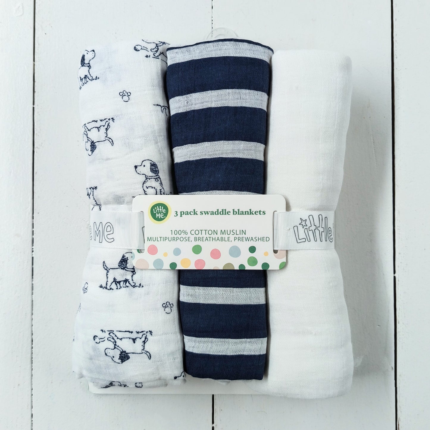 3pk Puppy Swaddle Blankets
