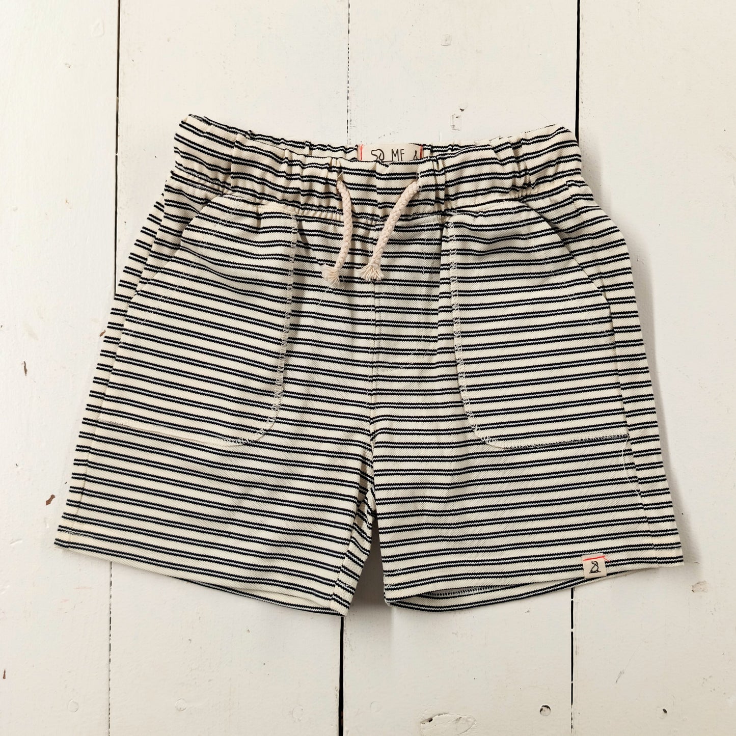 Black & Cream Striped Shorts