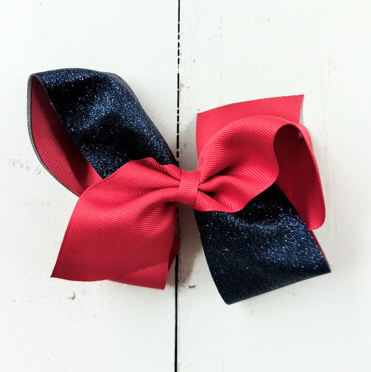 King Red & Navy Glitter Bow