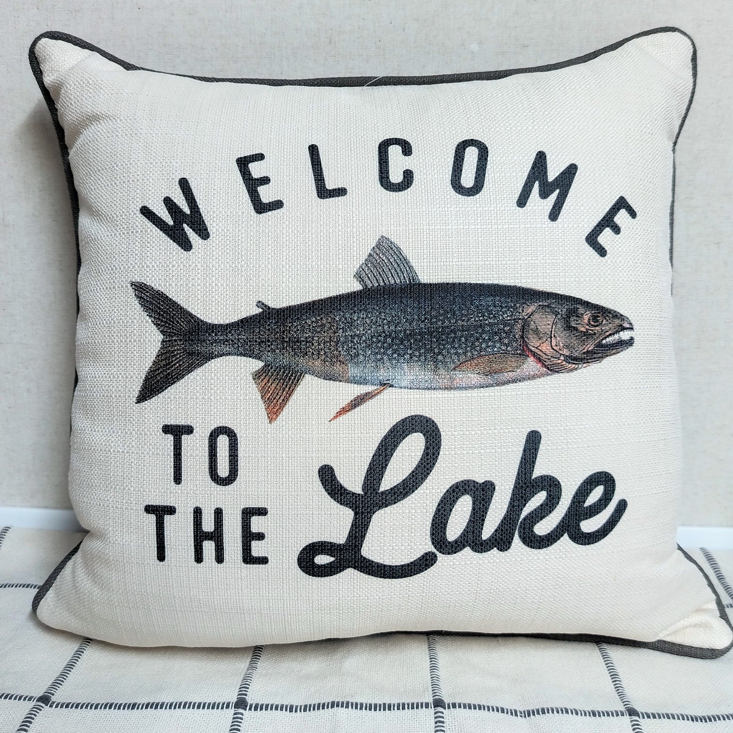 Welcome to the Lake Fish Pillow