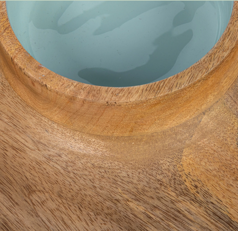 Round Mango Wood Chip & Dip Server