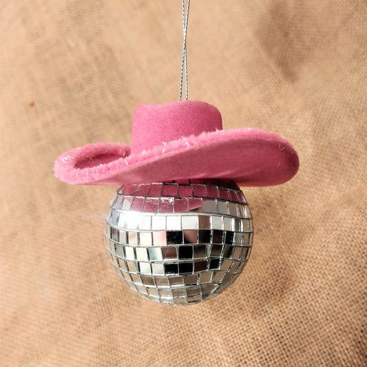 Disco Ball w/ Cowboy Hat Ornament