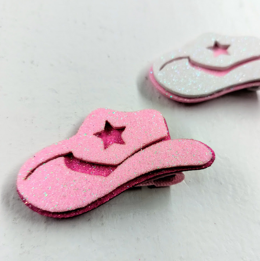 Glittered Cowgirl Hat Hair Clip