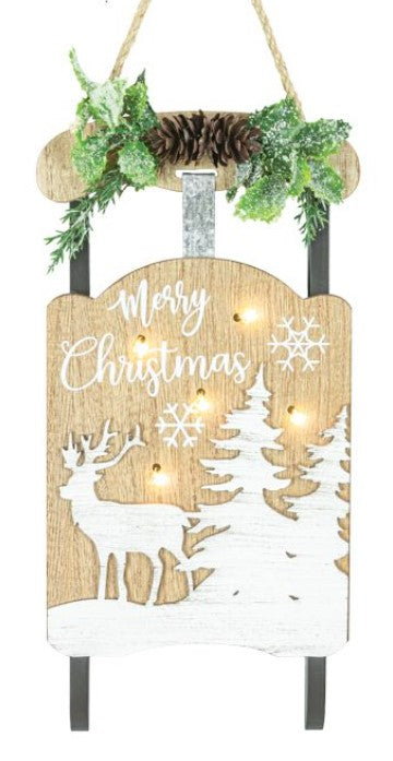 White Deer Sled Ornament