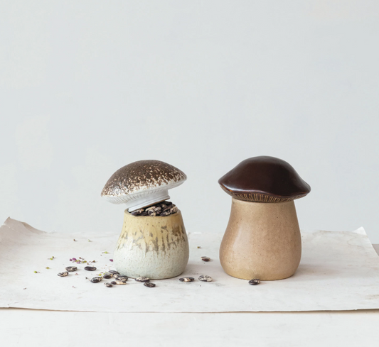 Stoneware Mushroom Canister