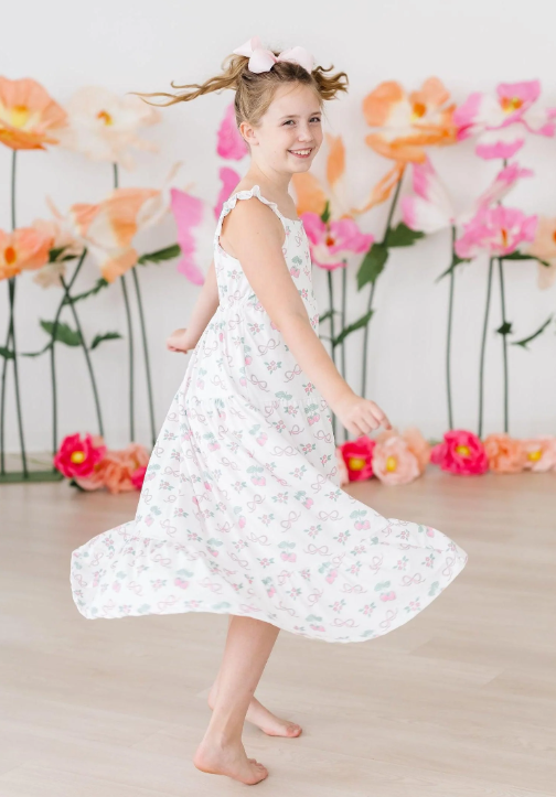 Berries & Bows Ruffle Maxi Dress