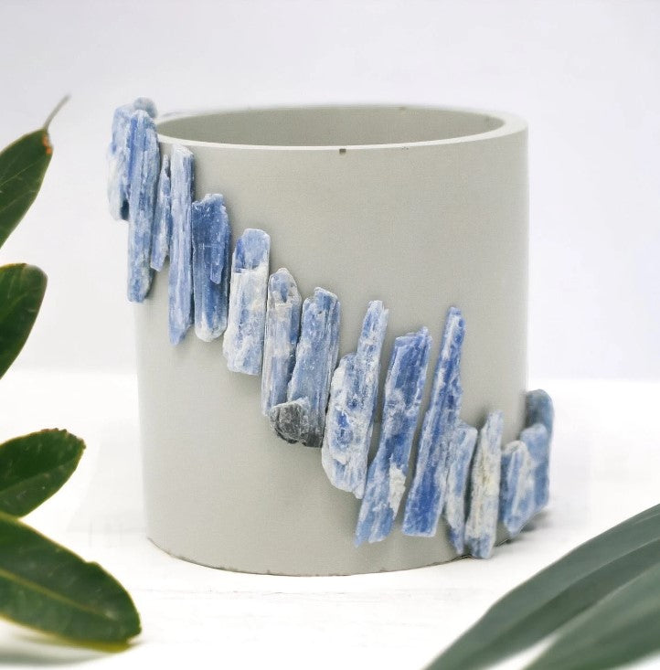 Large Blue Kyanite Cement Planter