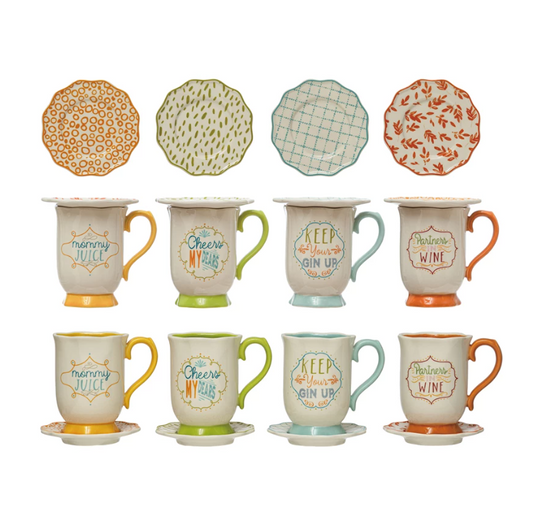 Stoneware Mug and Saucer