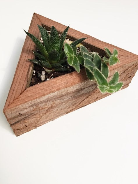 Triangle Medium Reclaimed Wood Planter