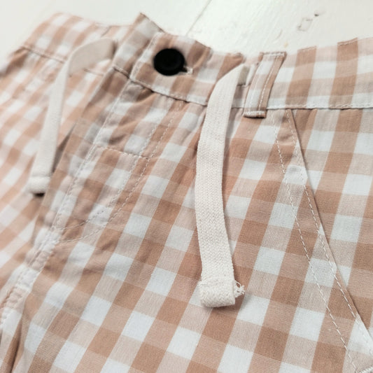 Beige Plaid Shorts