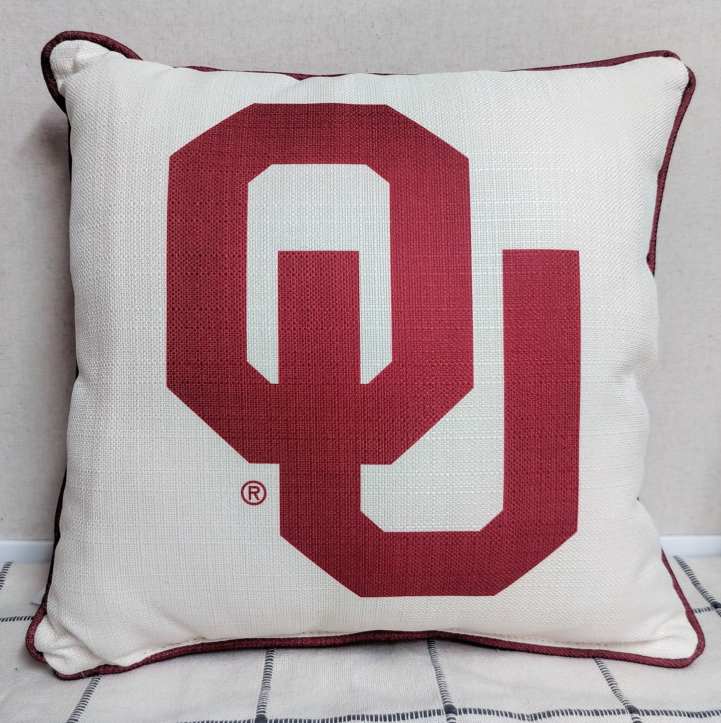 OU Logo Pillow w/ Striped Back