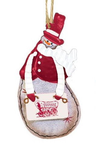 Metal OU Snowman Ornament