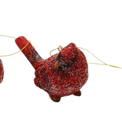 Resin Glittered Cardinal Ornament