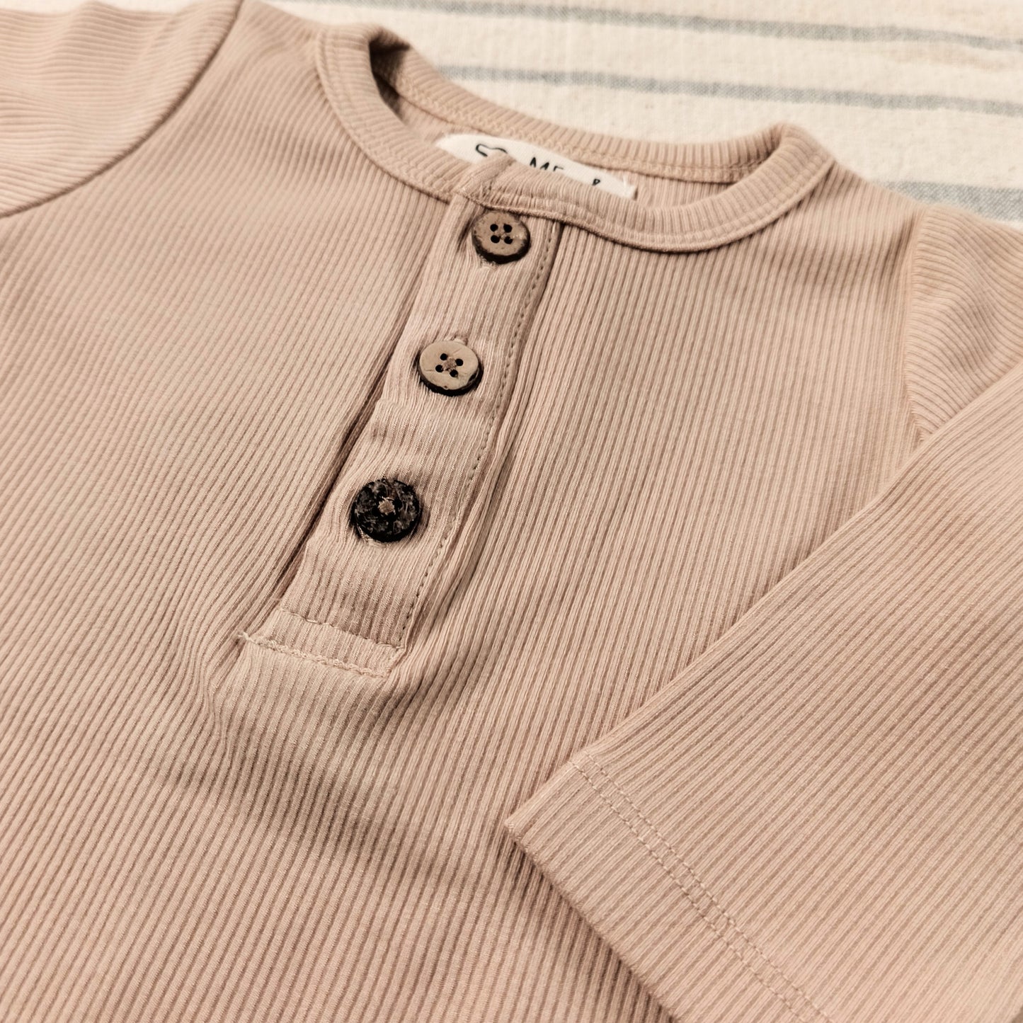 Ribbed Cotton Onesie - Beige