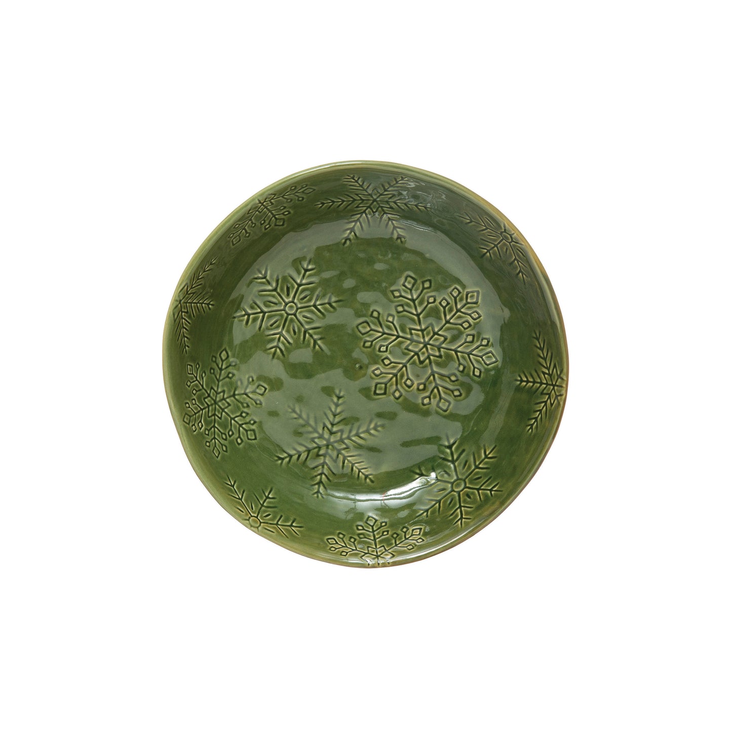 8" Debossed Stoneware Bowl w/ Snowflakes