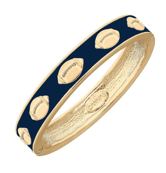 Game Day Navy Footballs Hinged Bangle