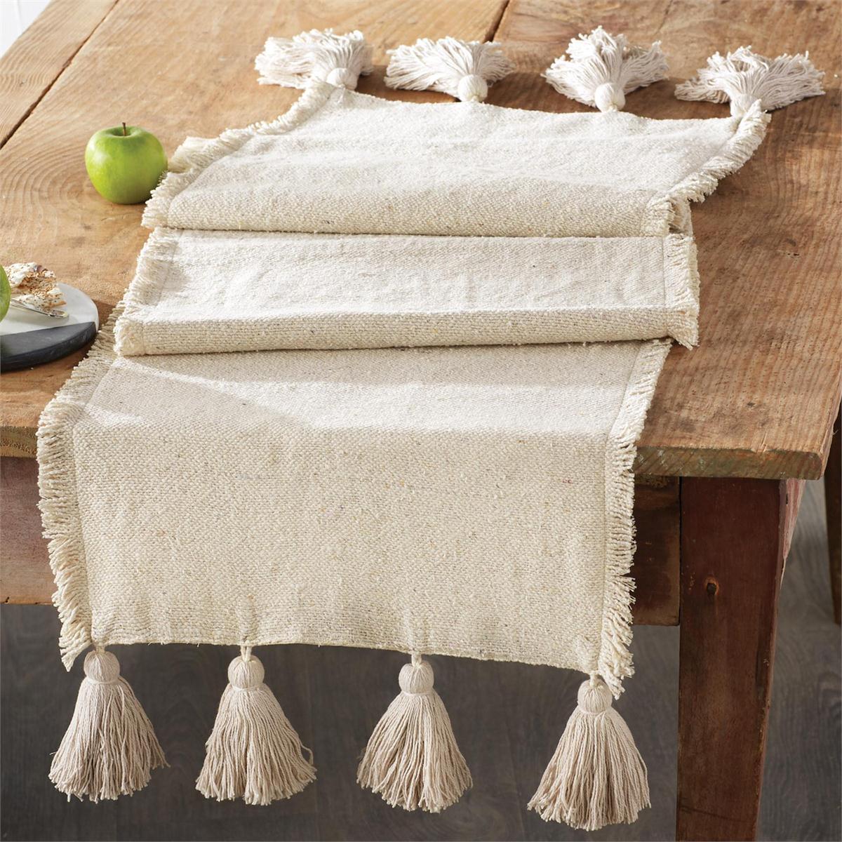 Off White Poncha Table Runner