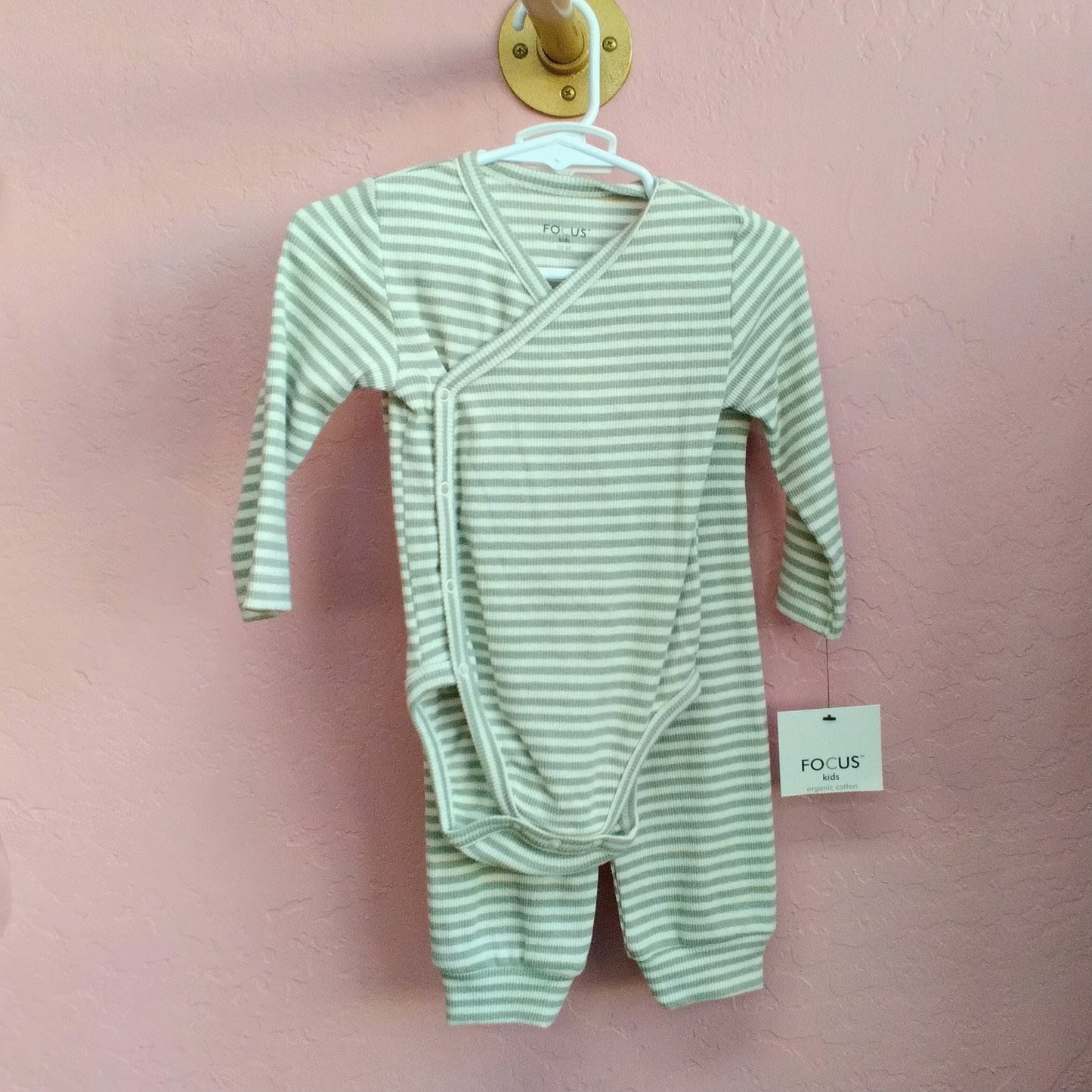Green Striped Onesie Set